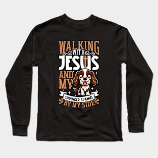 Jesus and dog - English Springer Spaniel Long Sleeve T-Shirt
